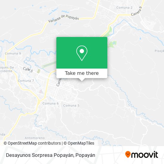 Mapa de Desayunos Sorpresa Popayán