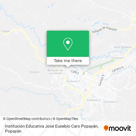 Mapa de Institución Educativa José Eusebio Caro Popayán