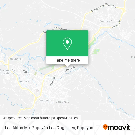Mapa de Las Alitas Mix Popayán Las Originales