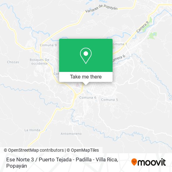 Ese Norte 3 / Puerto Tejada - Padilla - Villa Rica map