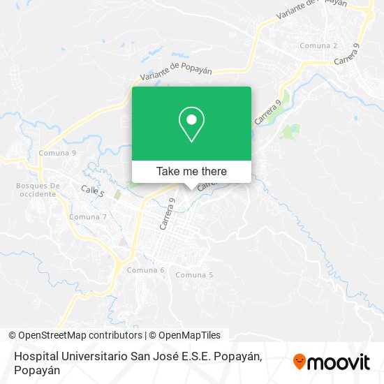 Mapa de Hospital Universitario San José E.S.E. Popayán