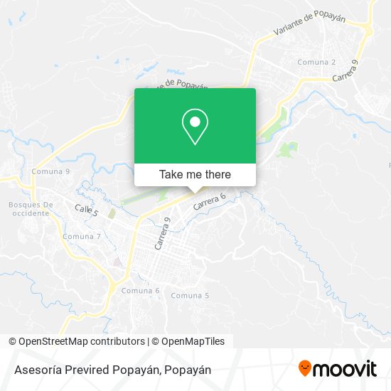 Mapa de Asesoría Previred Popayán