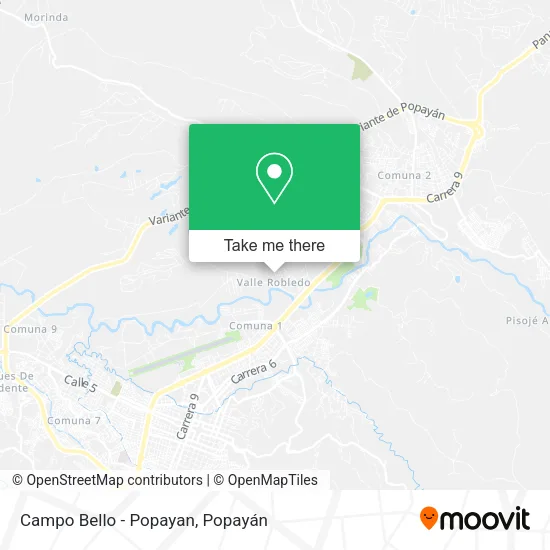 Campo Bello - Popayan map