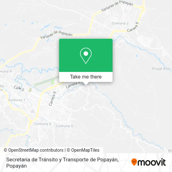 Secretaria de Tránsito y Transporte de Popayán map