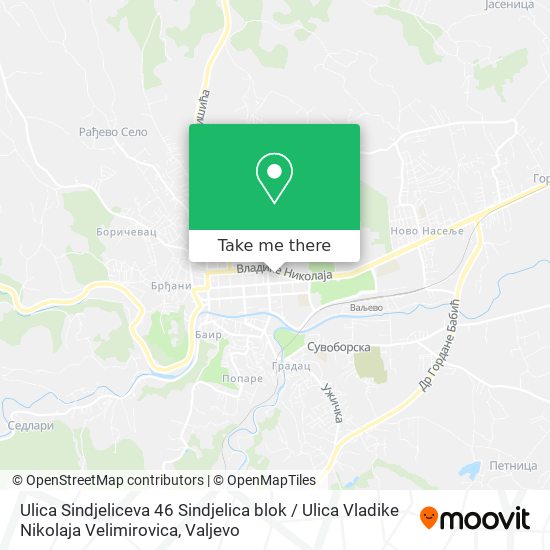 Ulica Sindjeliceva 46 Sindjelica blok / Ulica Vladike Nikolaja Velimirovica map