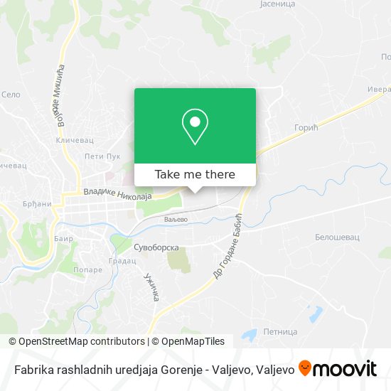 Fabrika rashladnih uredjaja Gorenje - Valjevo map