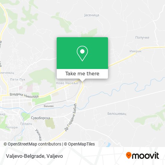 Valjevo-Belgrade map