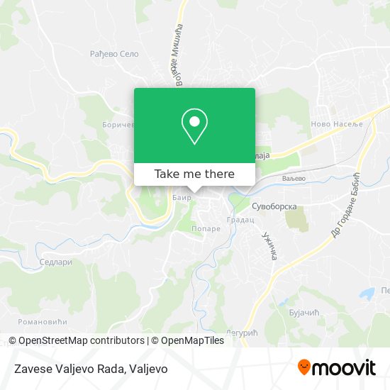 Zavese Valjevo Rada map