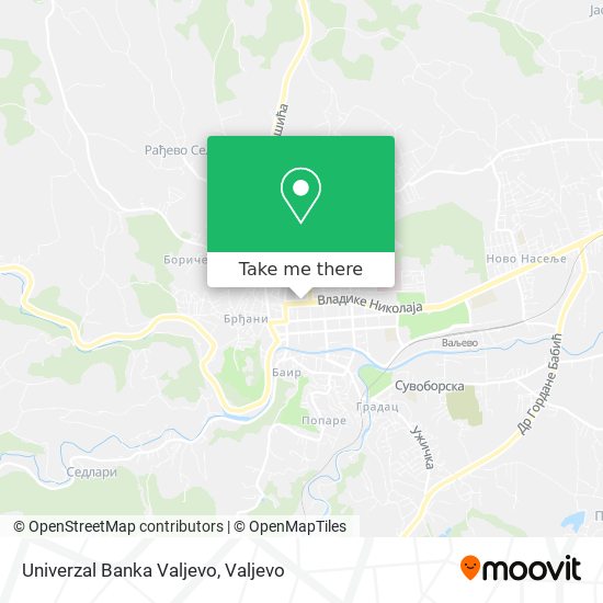 Univerzal Banka Valjevo map