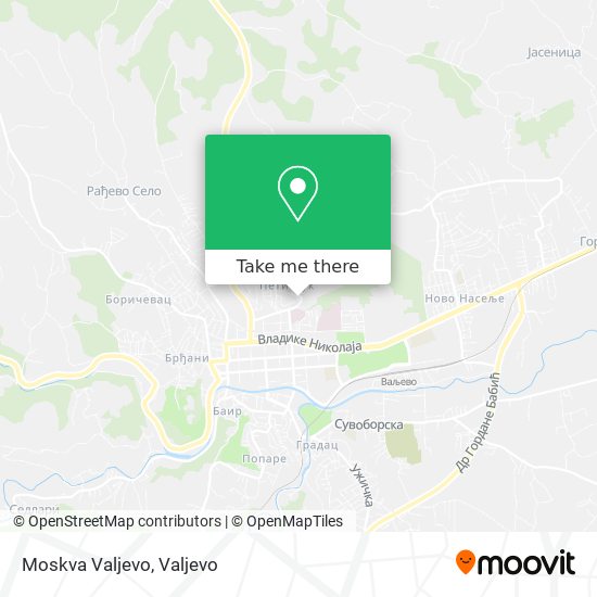 Moskva Valjevo map