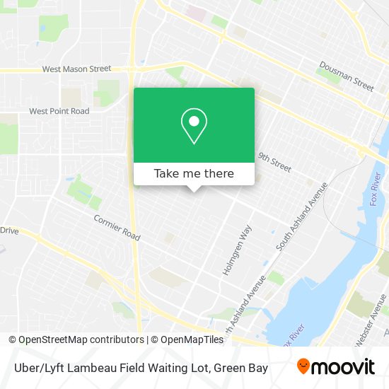 Mapa de Uber / Lyft Lambeau Field Waiting Lot