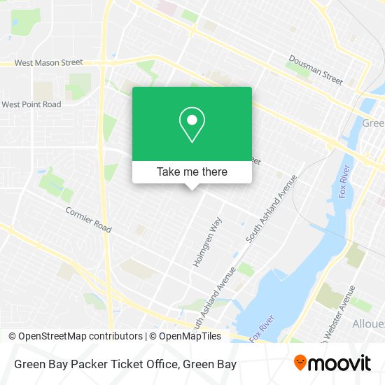 Green Bay Packer Ticket Office map