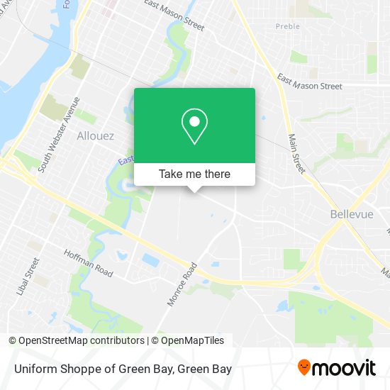Uniform Shoppe of Green Bay map