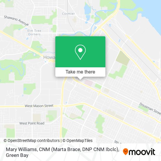 Mary Williams, CNM (Marta Brace, DNP CNM Ibclc) map