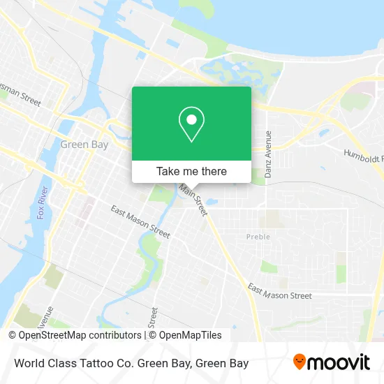 World Class Tattoo Co. Green Bay map
