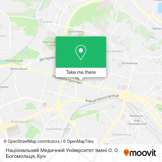 Карта Національний Медичний Університет Імені О. О. Богомольця