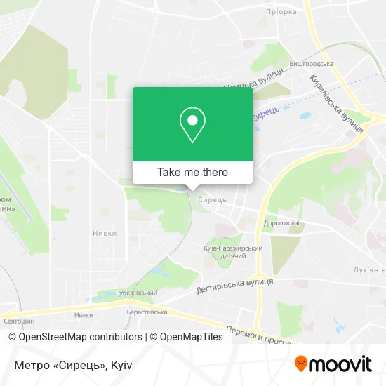 Карта Метро «Сирець»