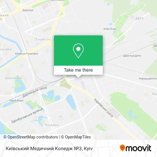 Карта Київський Медичний Коледж №3