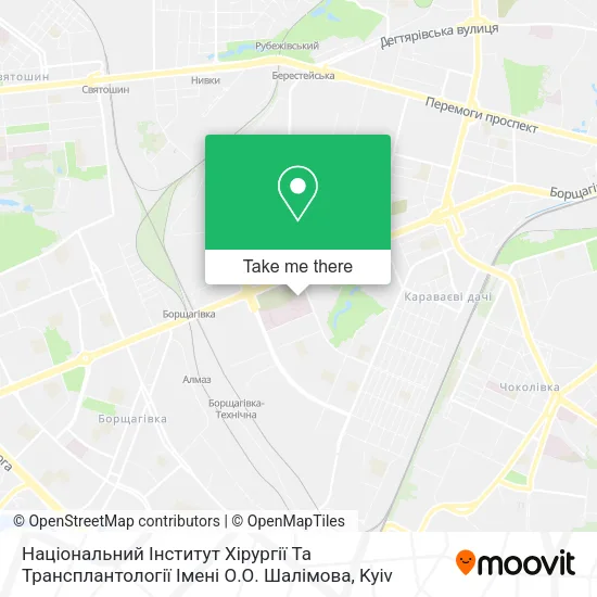 Карта Національний Інститут Хірургії Та Трансплантології Імені О.О. Шалімова
