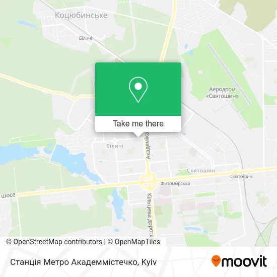 Карта Станція Метро Академмістечко