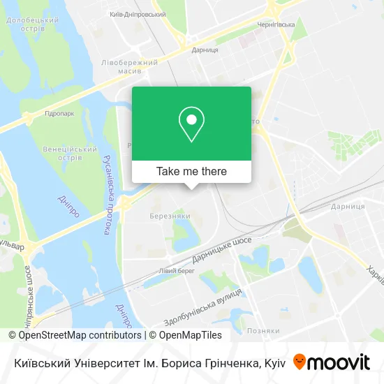 Карта Київський Університет Ім. Бориса Грінченка