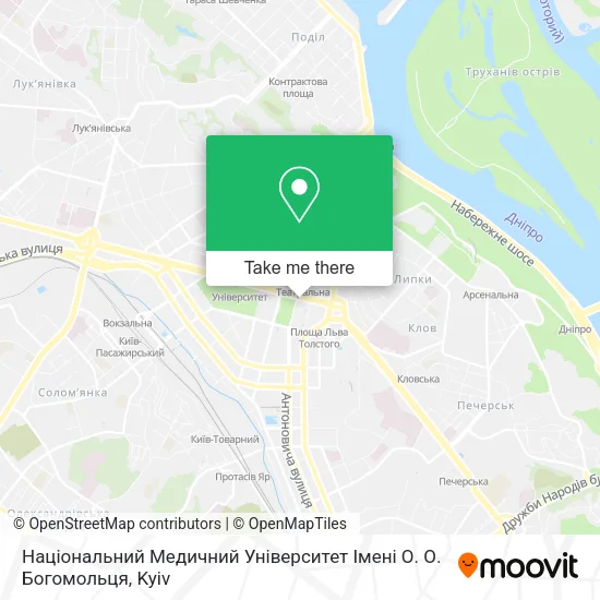 Карта Національний Медичний Університет Імені О. О. Богомольця