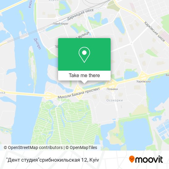 "Дент студия"срибнокильская 12 map