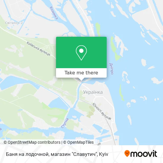 Карта Баня на лодочной, магазин "Славутич"