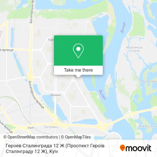 Карта Героев Сталинграда 12 Ж (Проспект Героїв Сталінграду 12 Ж)