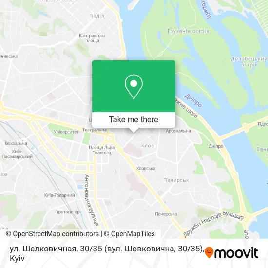 Карта ул. Шелковичная, 30 / 35 (вул. Шовковична, 30 / 35)