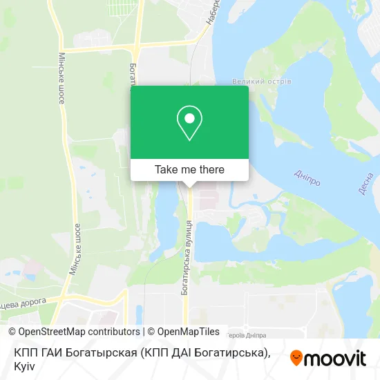 Карта КПП ГАИ Богатырская (КПП ДАІ Богатирська)