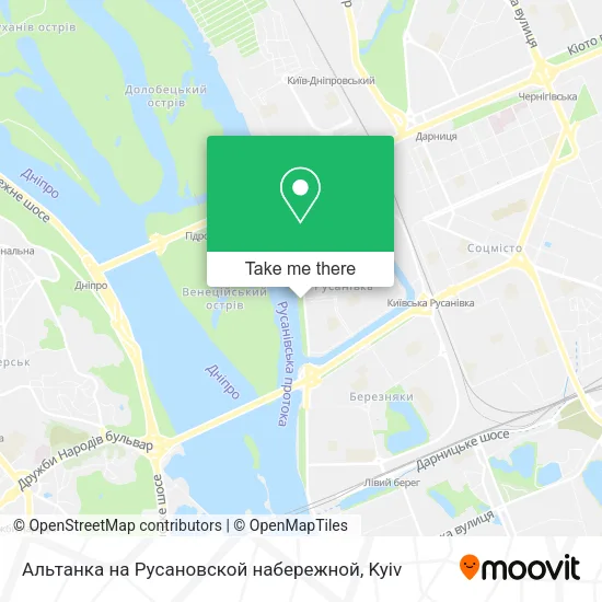 Карта Альтанка на Русановской набережной