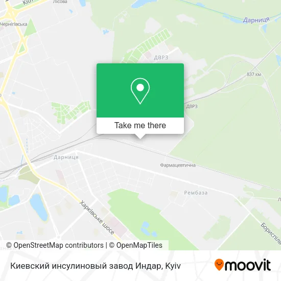 Карта Киевский инсулиновый завод Индар
