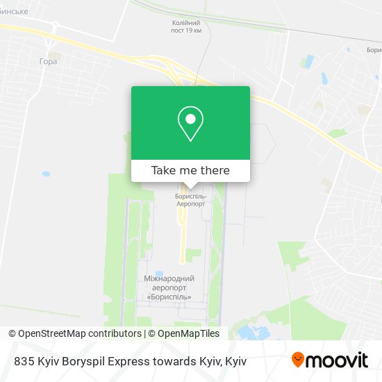835 Kyiv Boryspil Express towards Kyiv map