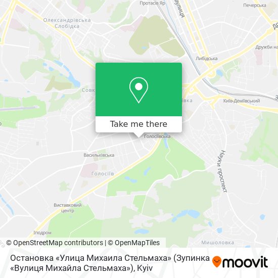 Карта Остановка «Улица Михаила Стельмаха» (Зупинка «Вулиця Михайла Стельмаха»)