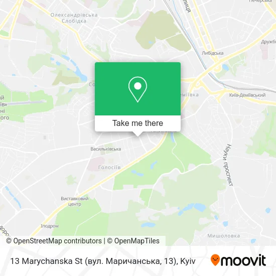 Карта 13 Marychanska St (вул. Маричанська, 13)