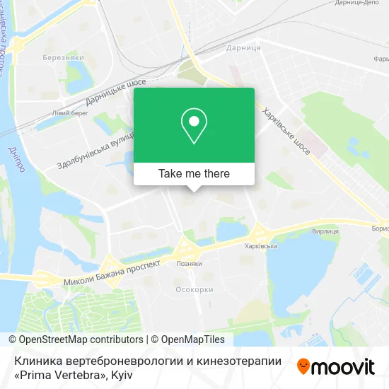 Карта Клиника вертеброневрологии и кинезотерапии «Prima Vertebra»