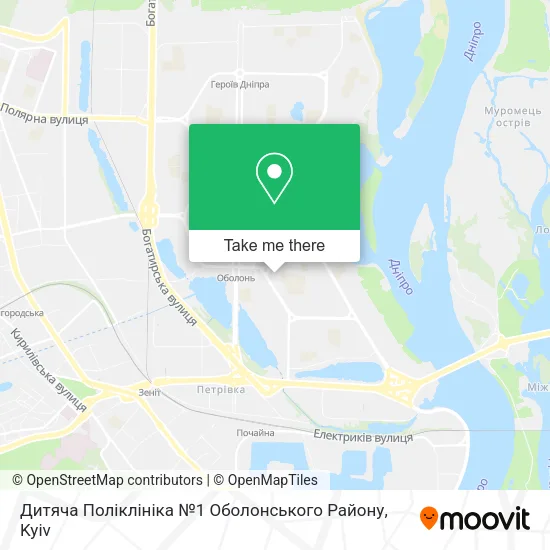 Карта Дитяча Поліклініка №1 Оболонського Району