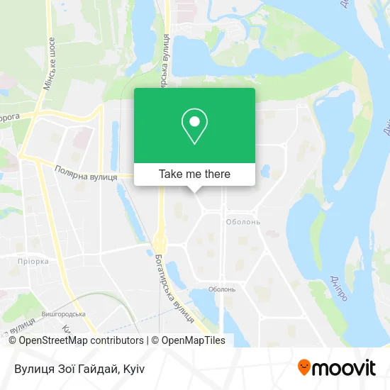 Карта Вулиця Зої Гайдай