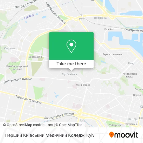 Карта Перший Київський Медичний Коледж