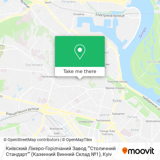 Карта Київский Лікеро-Горілчаний Завод ""Столичний Стандарт"" (Казенний Винний Склад №1)