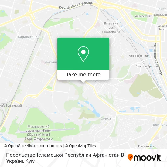 Карта Посольство Ісламської Республіки Афганістан В Україні