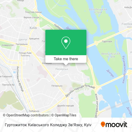Карта Гуртожиток Київського Коледжу Зв'Язку