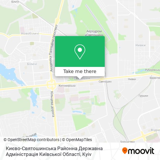 Карта Києво-Святошинська Районна Державна Адміністрація Київської Області