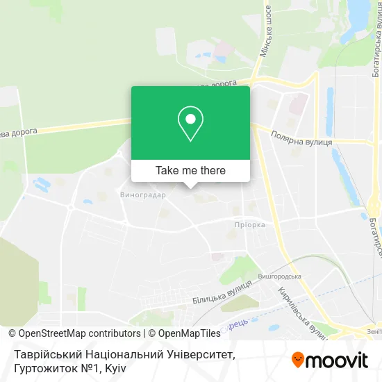 Карта Таврійський Національний Університет, Гуртожиток №1
