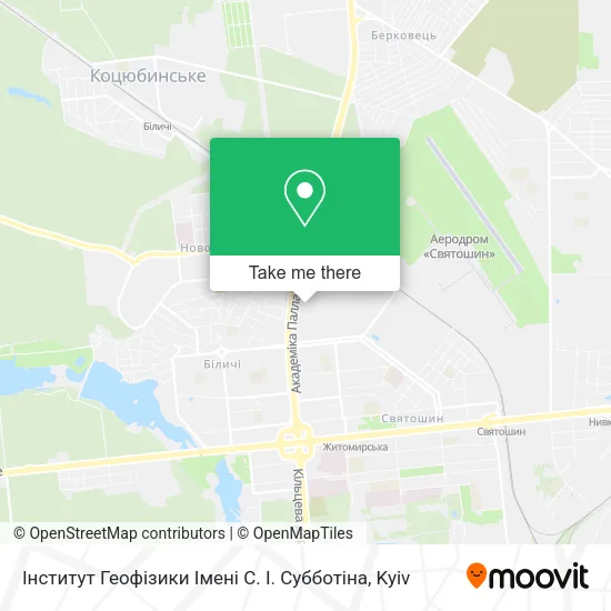 Карта Інститут Геофізики Імені С. І. Субботіна