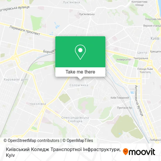 Карта Київський Коледж Транспортної Інфраструктури