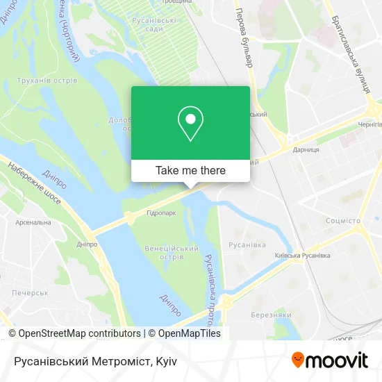 Русанівський Метроміст map