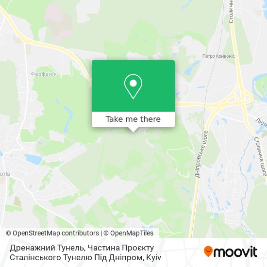 Дренажний Тунель, Частина Проєкту Сталінського Тунелю Під Дніпром map