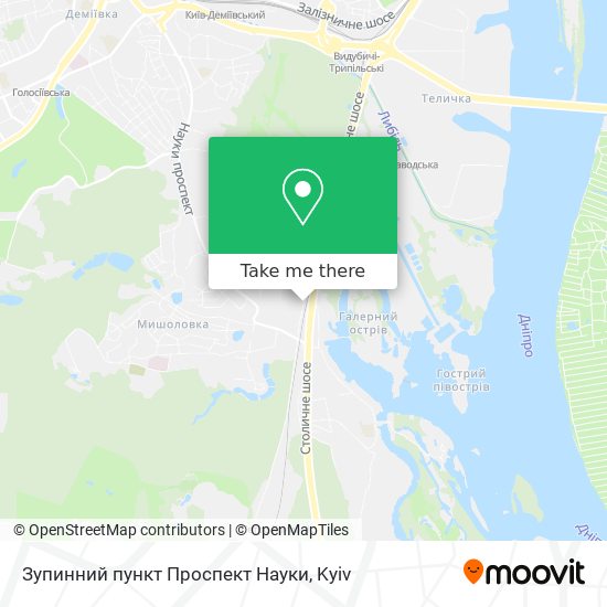 Зупинний пункт Проспект Науки map